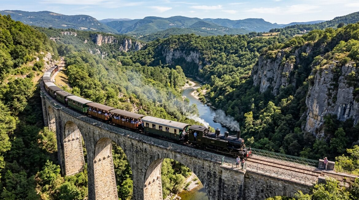 Historische stoomlocomotief — de Train de l'Ardèche rijdt met locomotieven uit het begin van de 20e eeuw